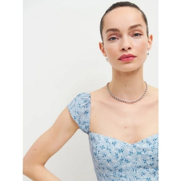 💕REFORMATION💕 Tanis Dress ~ Brooke Blue Floral Print 12 - Picture 4 of 16
